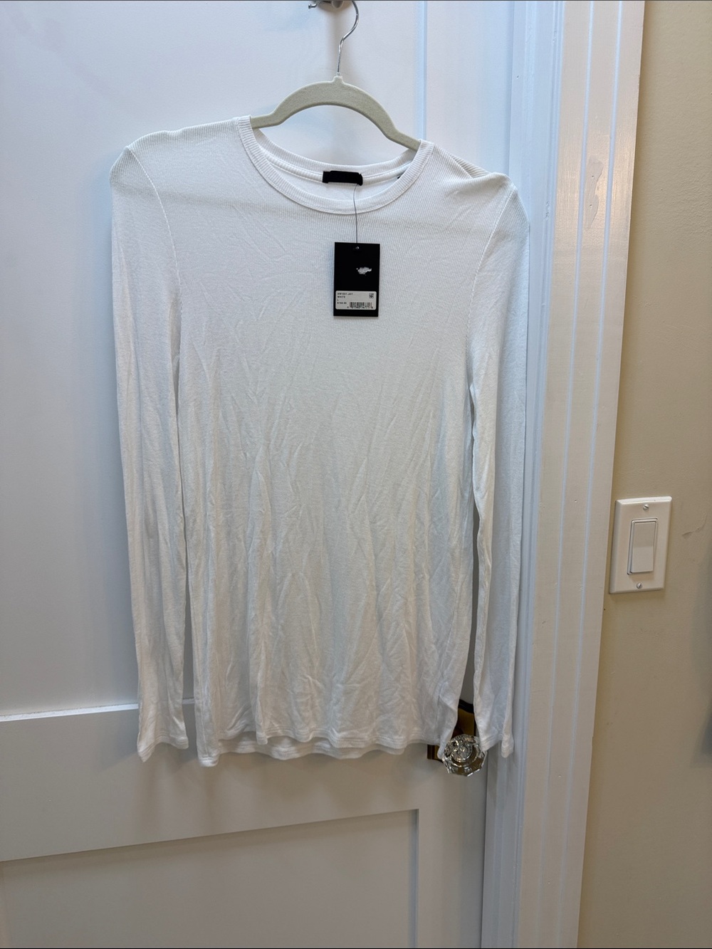ATM Anthony Thomas Melillo White Long-Sleeve Crewneck Top